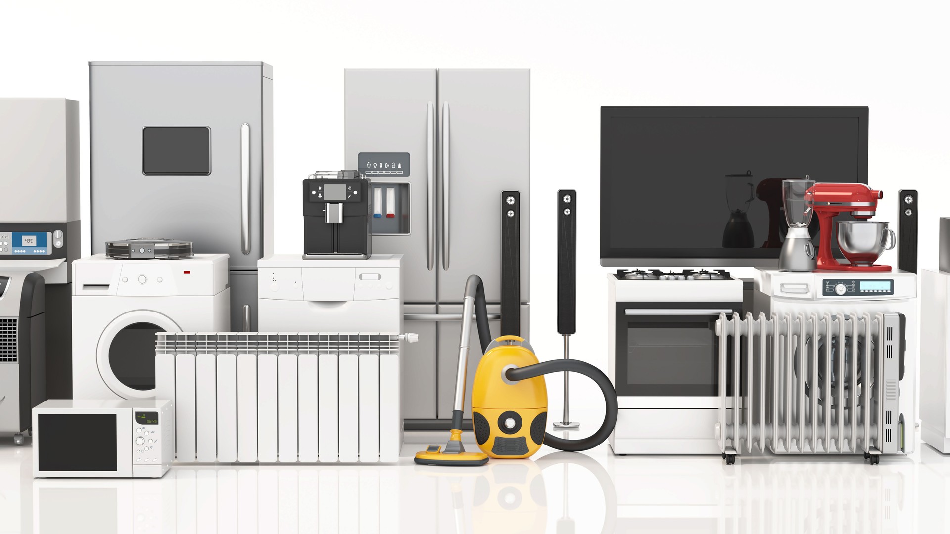 Selection of modern home appliances displayed in a bright showroom environment for easy shopping